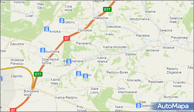 mapa Kalina Wielka, Kalina Wielka na mapie Targeo