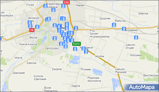 mapa Kalinowice gmina Zamość, Kalinowice gmina Zamość na mapie Targeo