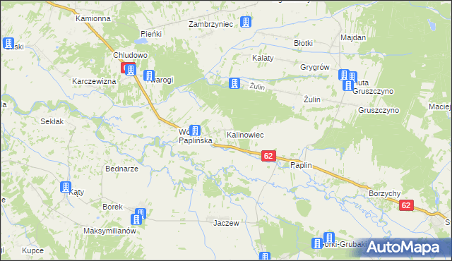 mapa Kalinowiec gmina Łochów, Kalinowiec gmina Łochów na mapie Targeo