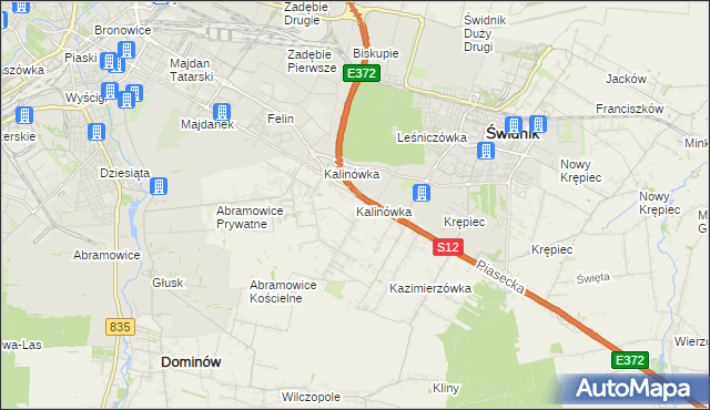 mapa Kalinówka gmina Głusk, Kalinówka gmina Głusk na mapie Targeo