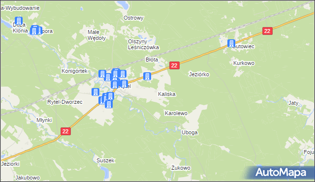 mapa Kaliska gmina Czersk, Kaliska gmina Czersk na mapie Targeo