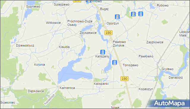 mapa Kaliszany gmina Wągrowiec, Kaliszany gmina Wągrowiec na mapie Targeo