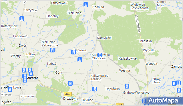 mapa Kaliszkowice Ołobockie, Kaliszkowice Ołobockie na mapie Targeo