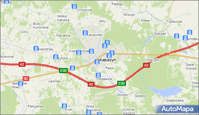 mapa Kałuszyn powiat miński, Kałuszyn powiat miński na mapie Targeo