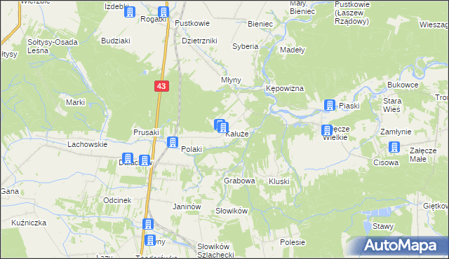 mapa Kałuże, Kałuże na mapie Targeo