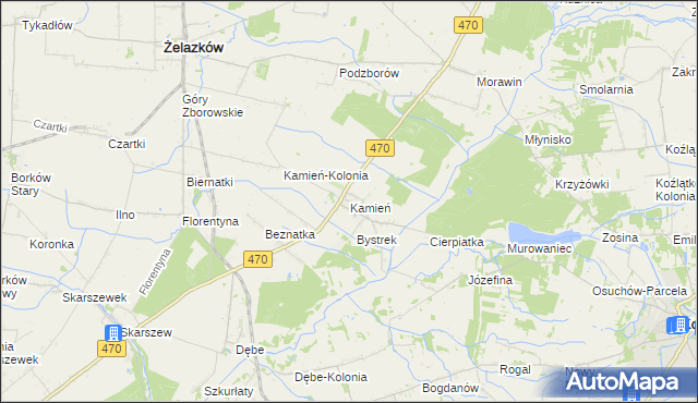 mapa Kamień gmina Ceków-Kolonia, Kamień gmina Ceków-Kolonia na mapie Targeo