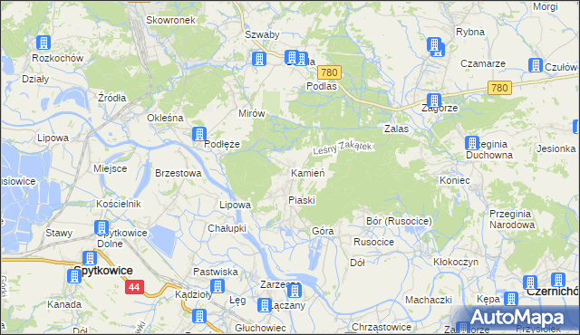 mapa Kamień gmina Czernichów, Kamień gmina Czernichów na mapie Targeo