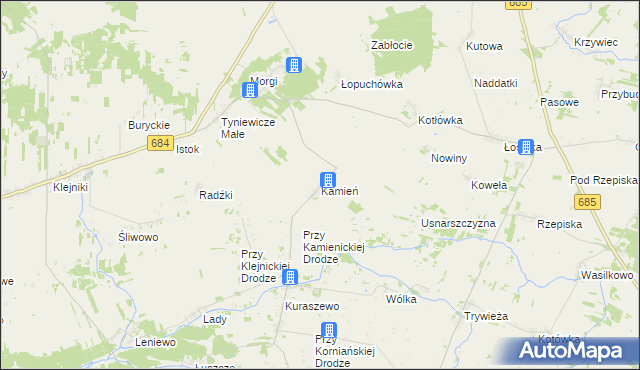 mapa Kamień gmina Czyże, Kamień gmina Czyże na mapie Targeo
