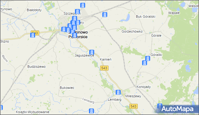 mapa Kamień gmina Jabłonowo Pomorskie, Kamień gmina Jabłonowo Pomorskie na mapie Targeo