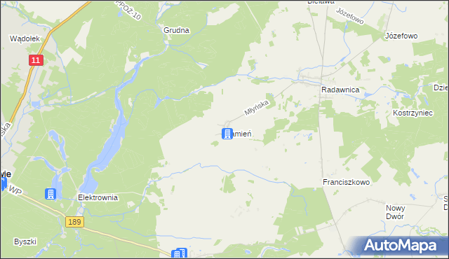 mapa Kamień gmina Złotów, Kamień gmina Złotów na mapie Targeo