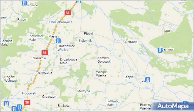 mapa Kamień Górowski, Kamień Górowski na mapie Targeo