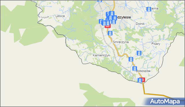 mapa Kamieńczyk gmina Międzylesie, Kamieńczyk gmina Międzylesie na mapie Targeo