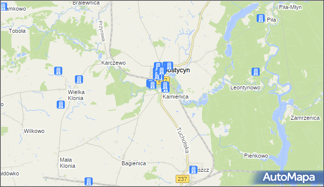 mapa Kamienica gmina Gostycyn, Kamienica gmina Gostycyn na mapie Targeo