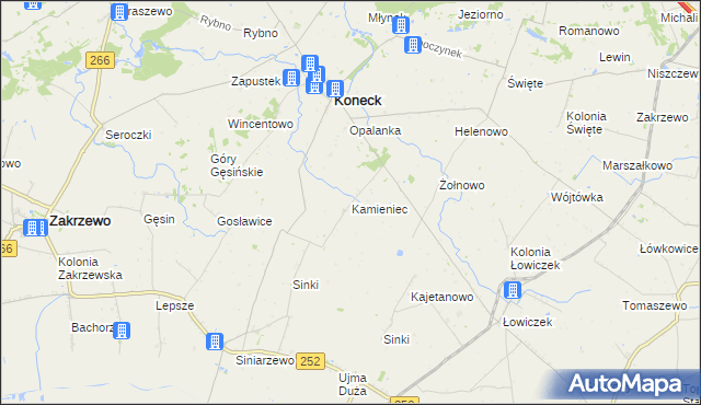 mapa Kamieniec gmina Koneck, Kamieniec gmina Koneck na mapie Targeo