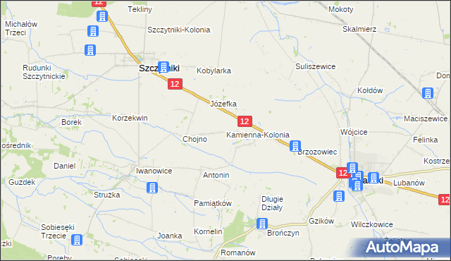 mapa Kamienna-Kolonia, Kamienna-Kolonia na mapie Targeo