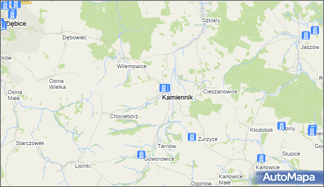 mapa Kamiennik powiat nyski, Kamiennik powiat nyski na mapie Targeo