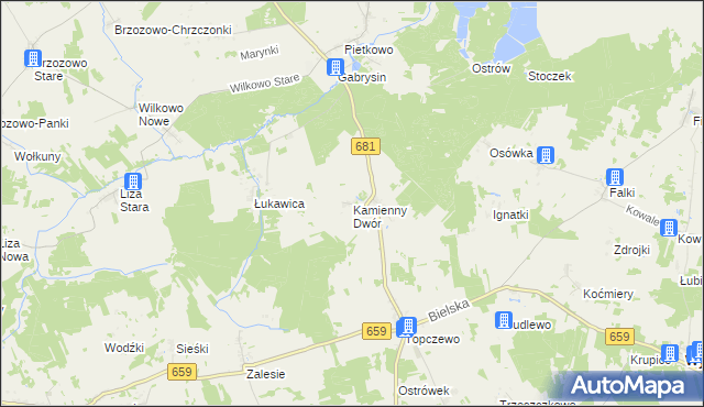 mapa Kamienny Dwór, Kamienny Dwór na mapie Targeo