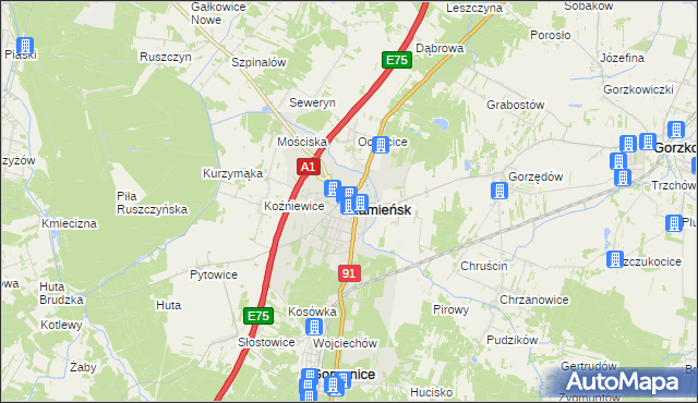 mapa Kamieńsk, Kamieńsk na mapie Targeo