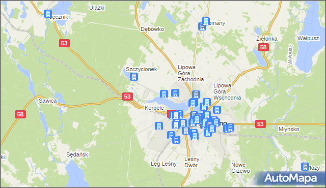 mapa Kamionek gmina Szczytno, Kamionek gmina Szczytno na mapie Targeo