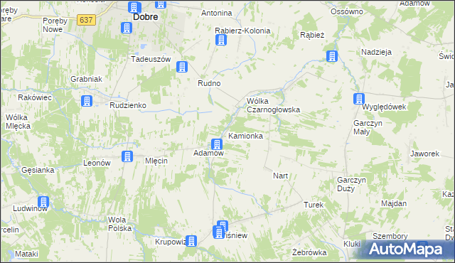 mapa Kamionka gmina Jakubów, Kamionka gmina Jakubów na mapie Targeo