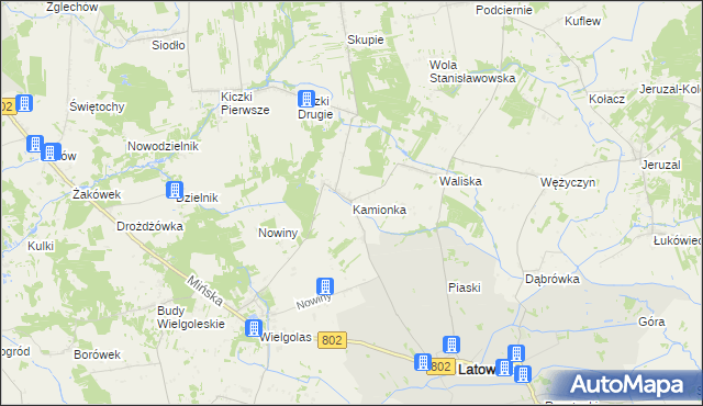 mapa Kamionka gmina Latowicz, Kamionka gmina Latowicz na mapie Targeo