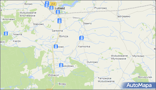 mapa Kamionka gmina Lubasz, Kamionka gmina Lubasz na mapie Targeo