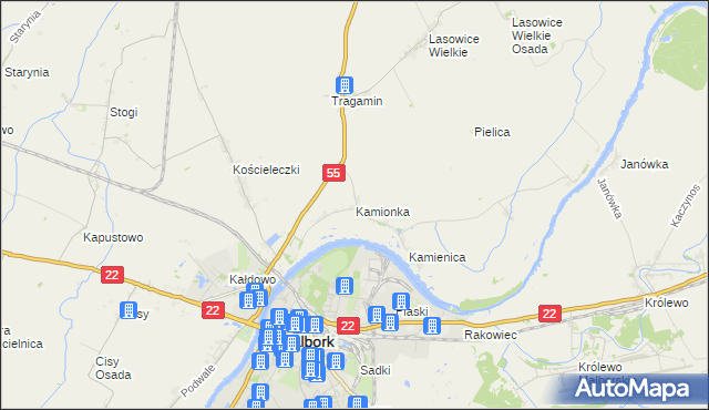 mapa Kamionka gmina Malbork, Kamionka gmina Malbork na mapie Targeo