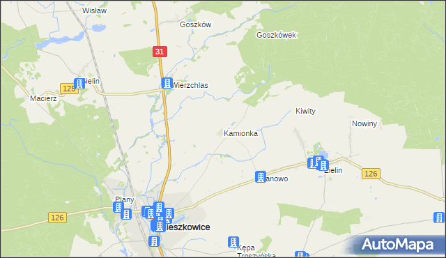 mapa Kamionka gmina Mieszkowice, Kamionka gmina Mieszkowice na mapie Targeo