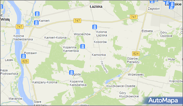 mapa Kamionka gmina Opole Lubelskie, Kamionka gmina Opole Lubelskie na mapie Targeo