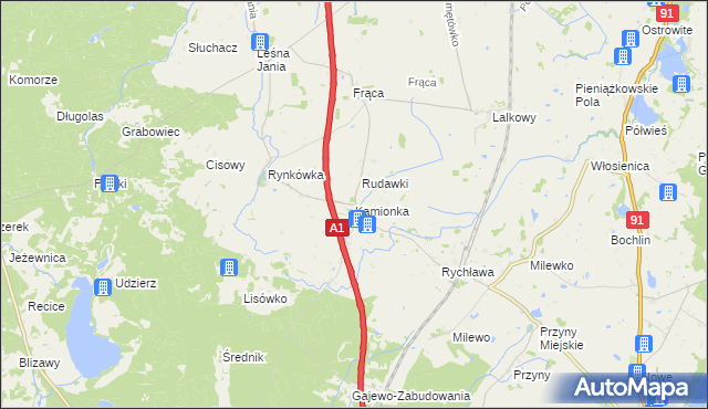 mapa Kamionka gmina Smętowo Graniczne, Kamionka gmina Smętowo Graniczne na mapie Targeo