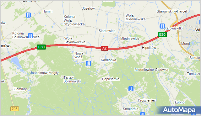 mapa Kamionka gmina Wiskitki, Kamionka gmina Wiskitki na mapie Targeo