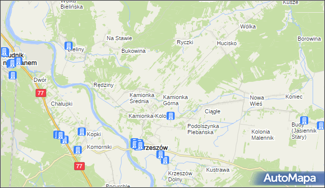 mapa Kamionka Górna, Kamionka Górna na mapie Targeo