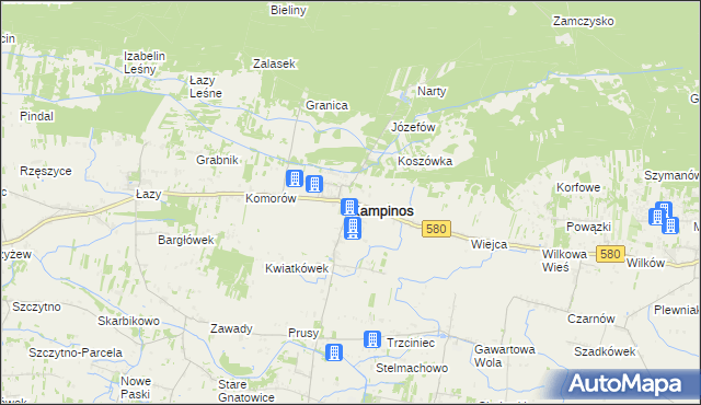 mapa Kampinos, Kampinos na mapie Targeo