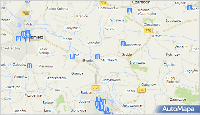 mapa Kamyszów, Kamyszów na mapie Targeo