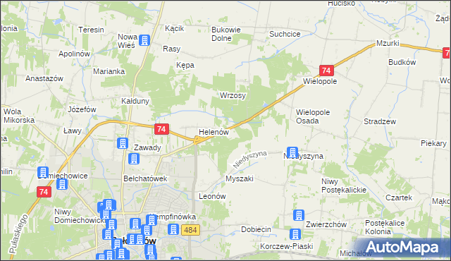 mapa Kanada gmina Bełchatów, Kanada gmina Bełchatów na mapie Targeo