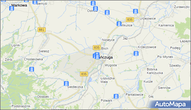 mapa Kańczuga powiat przeworski, Kańczuga powiat przeworski na mapie Targeo