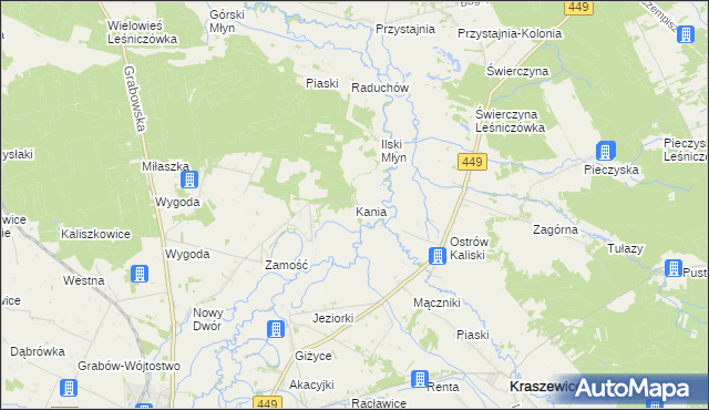 mapa Kania gmina Sieroszewice, Kania gmina Sieroszewice na mapie Targeo