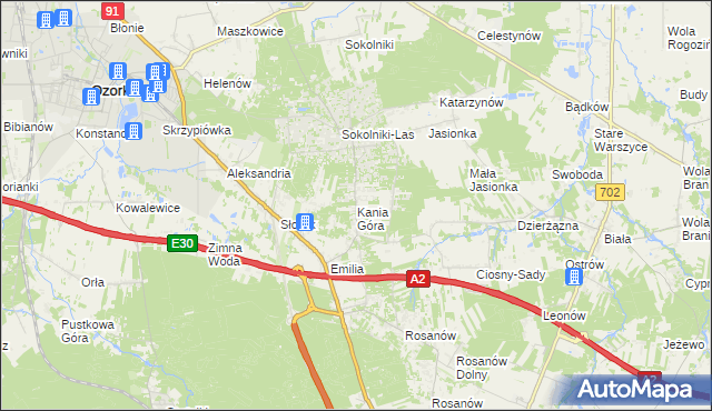 mapa Kania Góra, Kania Góra na mapie Targeo