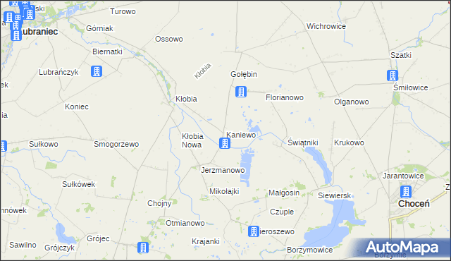 mapa Kaniewo gmina Boniewo, Kaniewo gmina Boniewo na mapie Targeo