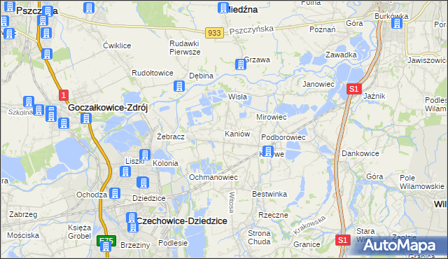 mapa Kaniów gmina Bestwina, Kaniów gmina Bestwina na mapie Targeo