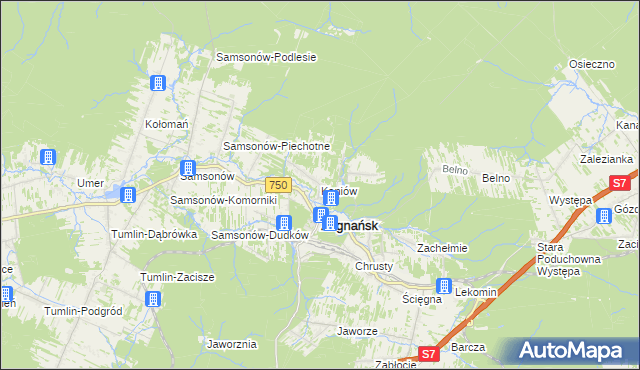 mapa Kaniów gmina Zagnańsk, Kaniów gmina Zagnańsk na mapie Targeo