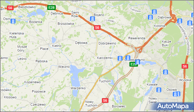 mapa Karczemki gmina Szemud, Karczemki gmina Szemud na mapie Targeo