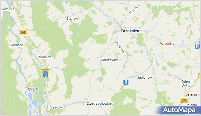 mapa Karczówka gmina Brzeźnica, Karczówka gmina Brzeźnica na mapie Targeo