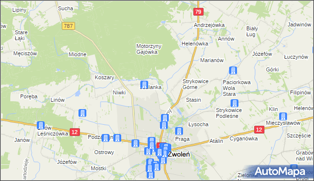 mapa Karczówka gmina Zwoleń, Karczówka gmina Zwoleń na mapie Targeo