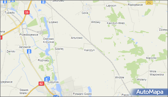 mapa Karczyn gmina Kruszwica, Karczyn gmina Kruszwica na mapie Targeo