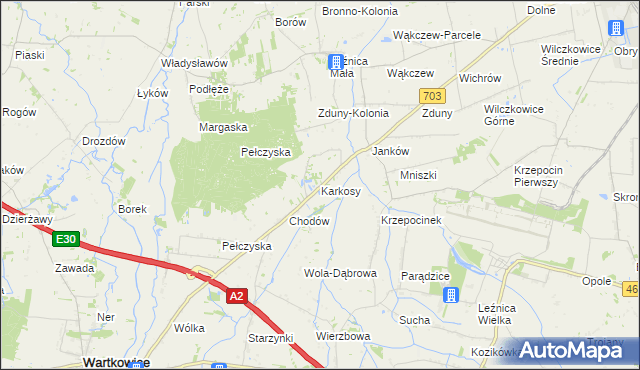 mapa Karkosy, Karkosy na mapie Targeo