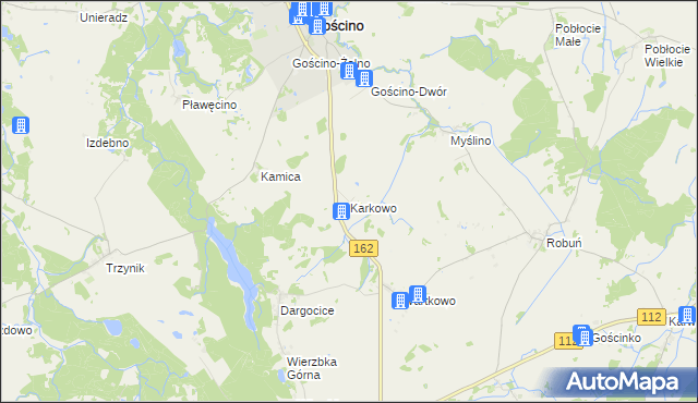 mapa Karkowo gmina Gościno, Karkowo gmina Gościno na mapie Targeo