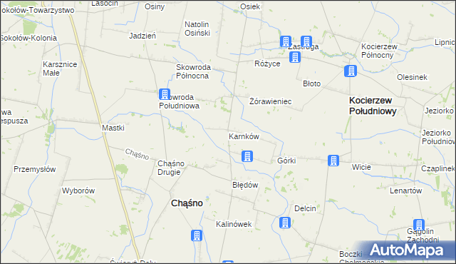 mapa Karnków gmina Chąśno, Karnków gmina Chąśno na mapie Targeo
