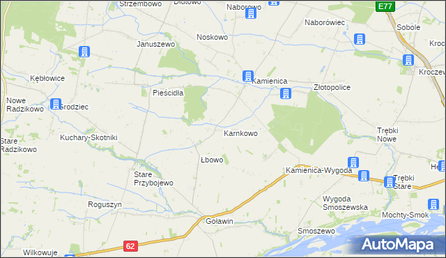 mapa Karnkowo gmina Czerwińsk nad Wisłą, Karnkowo gmina Czerwińsk nad Wisłą na mapie Targeo