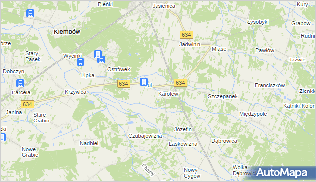 mapa Karolew gmina Klembów, Karolew gmina Klembów na mapie Targeo